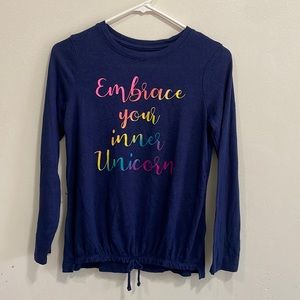 Cat& Jack Long Sleeve “Embrace Your Inner Unicorn” Shirt Size L